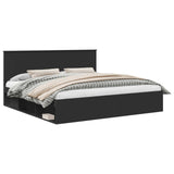 Bed Frame with Headboard Black 200 x 200 cm Solid Pine Wood 3410966