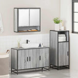 ZNTS 3 Piece Bathroom Furniture Set Grey Sonoma Engineered Wood 3300983