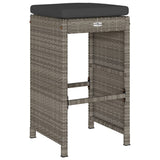 Garden Bar Stools with Cushions 4 pcs Grey Poly Rattan 368690