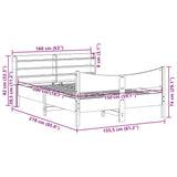 Bed Frame with Headboard Wax Brown 150x200 cm King Size Solid Wood Pine 3307043