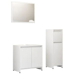 ZNTS 3 Piece Bathroom Furniture Set High Gloss White Engineered Wood 3056931