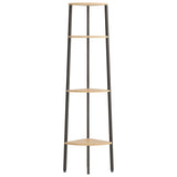 4-Tier Corner Shelf Light Brown and Black 45.5x31.5x150 cm 336391