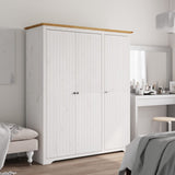 Wardrobe "BODO" White and Brown 146x53,5x173cm Solid Wood Pine 355063