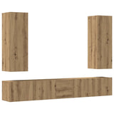 5 Piece TV Cabinet Set Wall-mounted Artisan Oak Engineered Wood 3329194