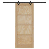 Sliding Door Natural and Black 86 x 211 cm Solid Pine Wood 3445520