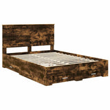 Bed Frame with Drawer Smoked Oak 135 x 190 cm Engineered Wood 3411318