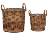 Planter Basket with Storage 2 pcs Brown 42020958