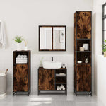4 Piece Bathroom Furniture Set Smoked Oak Engineered Wood 3301207