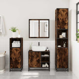 4 Piece Bathroom Furniture Set Smoked Oak Engineered Wood 3301207