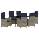 Garden Dining Set with Cushion 7 pcs Grey Poly Rattan 3380355