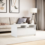 Coffee Table with LED Lights White Engineered Wood 851991