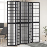 Room Divider 5 Panels Black Solid Wood Paulownia 358776