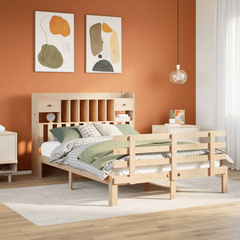 ZNTS Bookcase Bed without Mattress 160x200 cm Solid Wood Pine 3322800