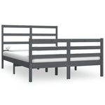 ZNTS Bed Frame without Mattress Grey Solid Wood Pine 135x190 cm Double Double 3104983