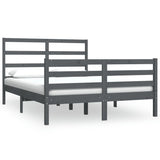 ZNTS Bed Frame without Mattress Grey Solid Wood Pine 135x190 cm Double Double 3104983