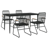 ZNTS 5 Piece Garden Dining Set Black PVC Rattan 3156576