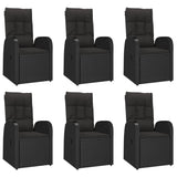 7 Piece Garden Dining Set Black Poly Rattan&Solid Wood Acacia 3157639