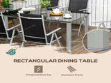 7 Piece Garden Dining Set, Outdoor Table and 6 Folding and Reclining Chairs, Aluminium Frame, T3398P318582