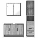 ZNTS 3 Piece Bathroom Furniture Set Grey Sonoma Engineered Wood 3301133