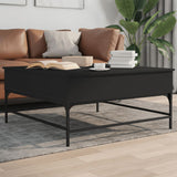 ZNTS Coffee Table Black 95x95x45 cm Engineered Wood and Metal 3217064