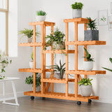 Flower Stand with Wheels 110x25x115 cm Solid Wood Fir 362860