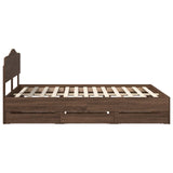 Bed Frame with Drawer Brown Oak 150 x 200 cm Engineer Wood 3412997