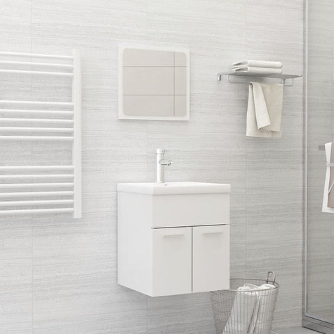 ZNTS Bathroom Furniture Set High Gloss White Engineered Wood 3070862