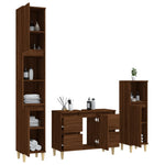 ZNTS 3 Piece Bathroom Furniture Set Brown Oak Engineered Wood 3185604