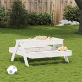 Picnic Table with Sandpit for Kids White Solid Wood Pine 832593