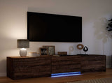 TV Cabinet with LED Brown Oak 165 x 34 x 40 cm Engineered Wood 3418716