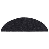 Stair Mats Self-adhesive 15 pcs 56x17x3 cm Black Half Round 132692