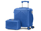 2-Piece ABS Luggage Set with Diamond Pattern & Non-TSA Locks Navy Blue 68760383
