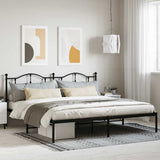 Metal Bed Frame without Mattress with Headboard Black 200x200cm 353446