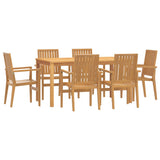 7 Piece Garden Dining Set Solid Wood Teak 3157916