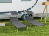 Sun Lounger Set of 2, Foldable, 4-Level Adjustable Backrest, Reclining Chair with Sun Shade, for T3398P325305
