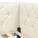 Corner Bed Frame with Headboard Cream 90 x 190 cm Velvet 42016603