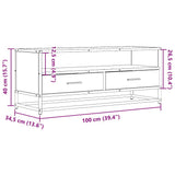 TV Cabinet Sonoma Oak 100x34.5x40 cm Engineered Wood and Metal 848815