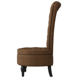 Slipper Chair Brown 56.5 x 70 x 110 cm Faux Suede Leather 42020686