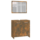 Bathroom Furniture Set Smoked Oak Engineered Wood 815528