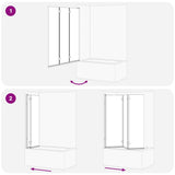 Bath Shower Screen Manual Black 130 x 138 cm Tempered Glass 42018543