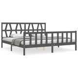 Bed Frame without Mattress Grey 200x200 cm Solid Wood Pine 3192513