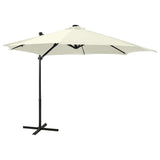 Cantilever Garden Parasol with Pole and LED Lights Sand 300 cm 312328