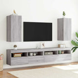 TV Wall Cabinet with LED Lights Grey Sonoma 30.5x35x70 cm 837242