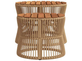 Garden Side Tables 2 pcs with Wooden Top Beige Poly Rattan 366293