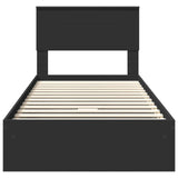 Storage Bed with Headboard Black 75 x 190 cm Engineered Wood 3408509
