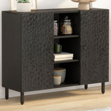 Side Cabinet Black Solid mango wood, engineered wood, iron 356847