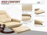 Faux Leather Armchair, with 145&deg Reclining Back and Footrest - Cream T3398P330375