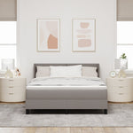 ZNTS Box Spring Bed with Mattress in Taupe, 140 x 200 cm, Fabric 3341108