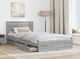 Bed Frame with Drawer Grey Sonoma 90 x 200 cm Engineer Wood 3408031