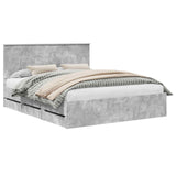 Bed Frame with Drawer Concrete Grey 160 x 200 cm Engineer Wood 3411099